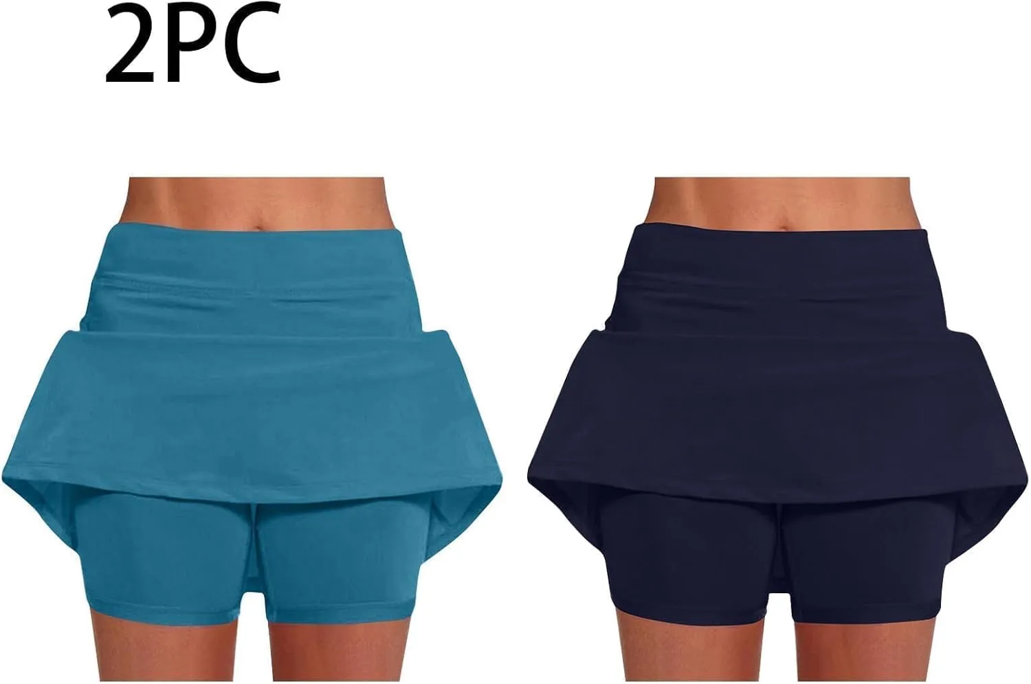 2 Pack Womens Athletic Skirts Basic Running Skorts Lightweight High Waisted Gym Workout Skirt with Built in Shorts