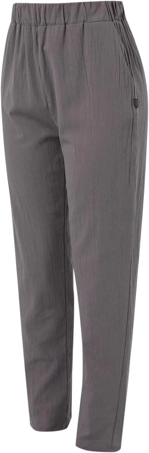 2025 Linen Pants for Women Summer High Waist Elastic Straight Leg Lounge Pant Casual Loose Lightweight Beach Trousers