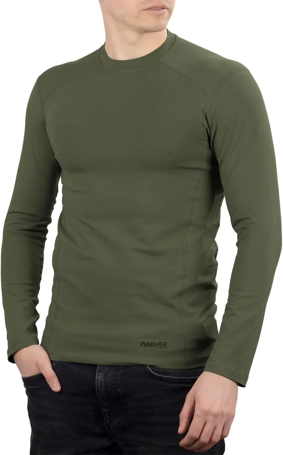 281Z Mens Military Stretch Cotton Long Sleeve T-Shirt - Tactical Hiking Outdoor Undershirt - Punisher Combat Line