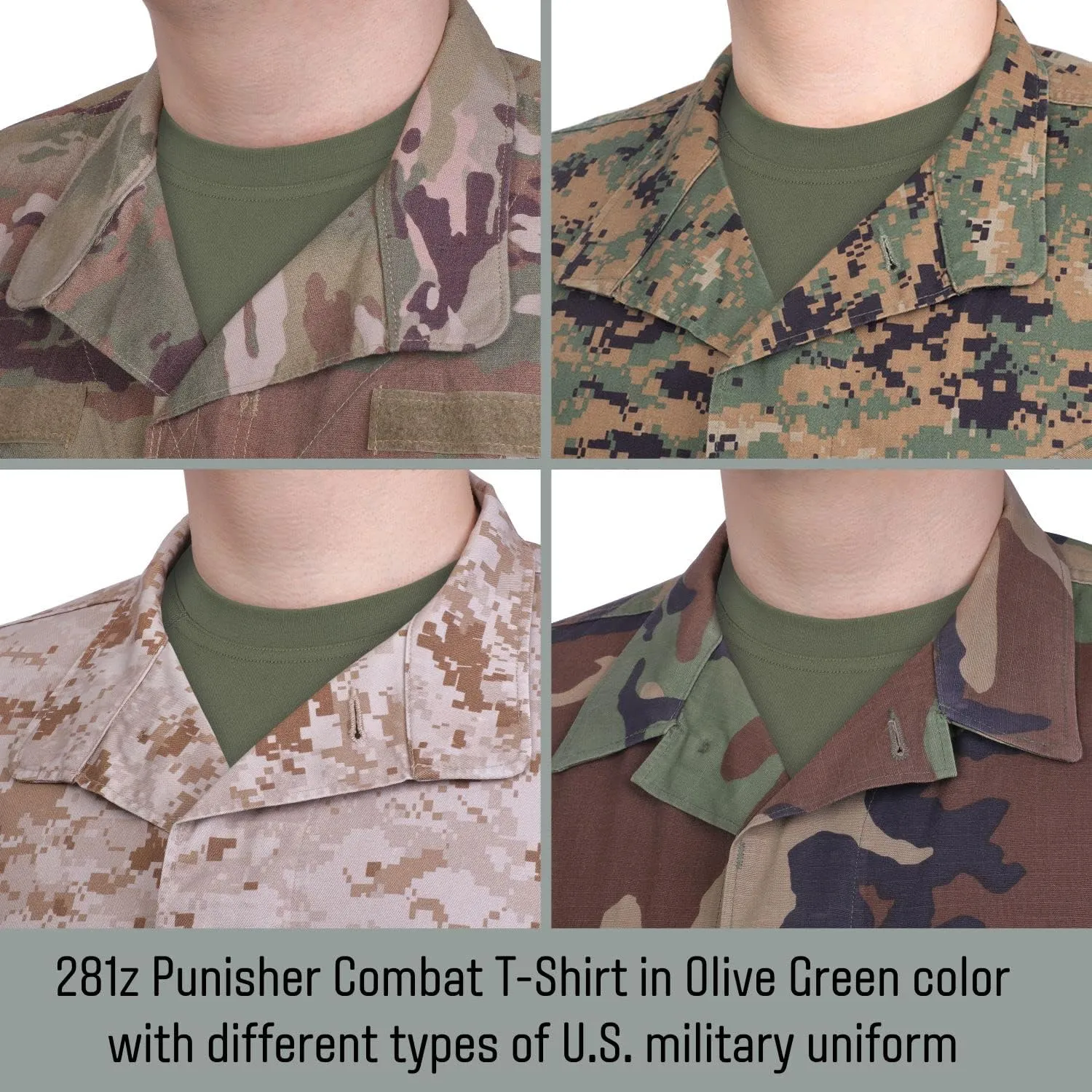 281Z Mens Military Stretch Cotton Long Sleeve T-Shirt - Tactical Hiking Outdoor Undershirt - Punisher Combat Line