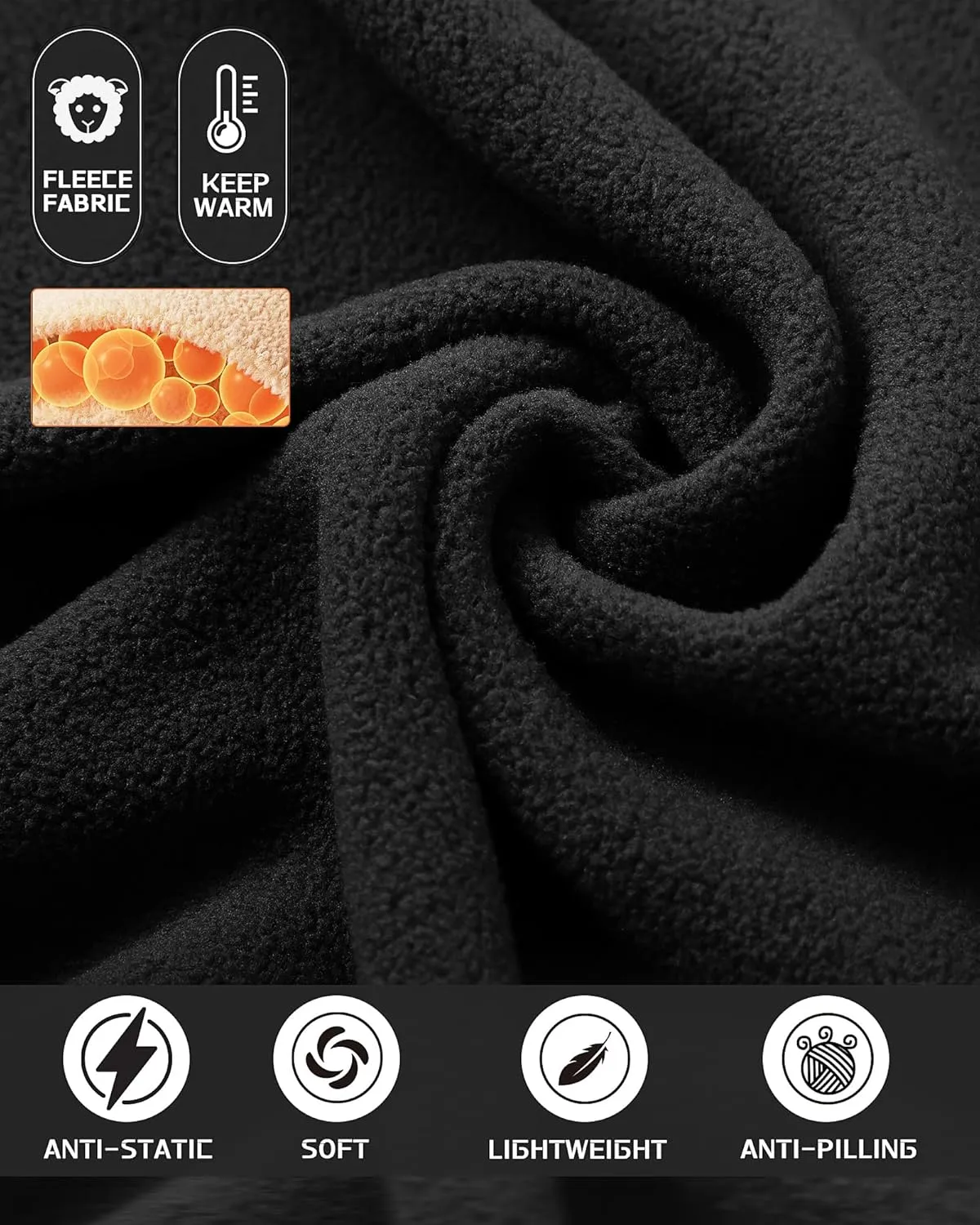 33,000ft Men's Full Zip Fleece Jacket Lightweight Warm Soft Polar Long Sleeve Jackets with Pockets for Winter Hiking Casual