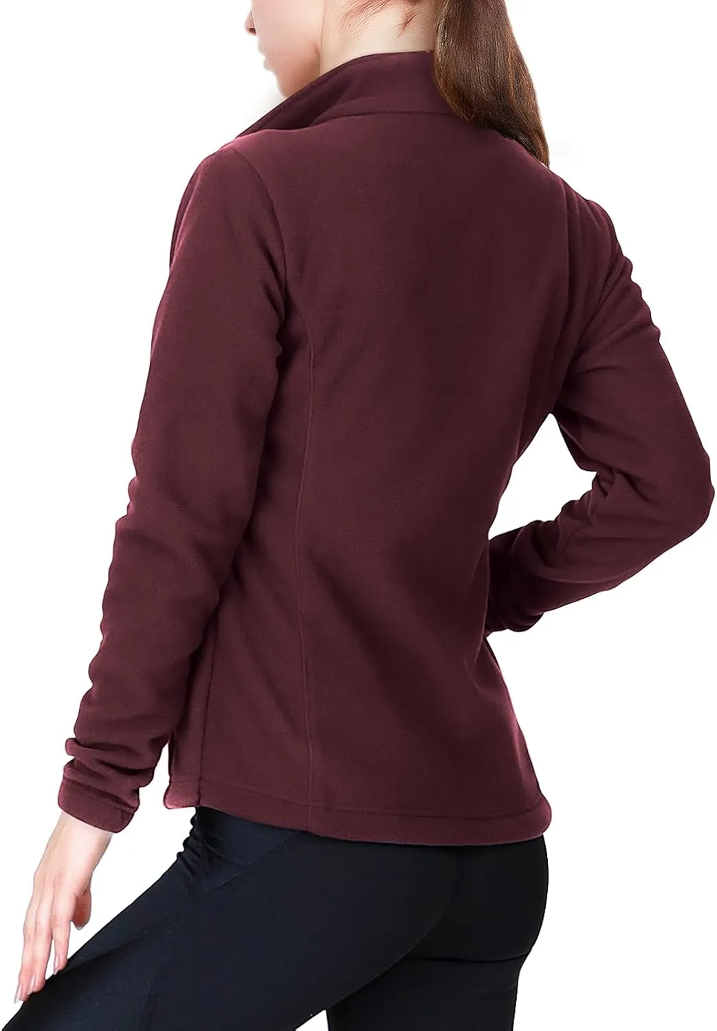 33,000ft Women's Zip Up Fleece Jacket, Long Sleeve Warm Soft Polar Lightweight Coat with Pockets for Winter