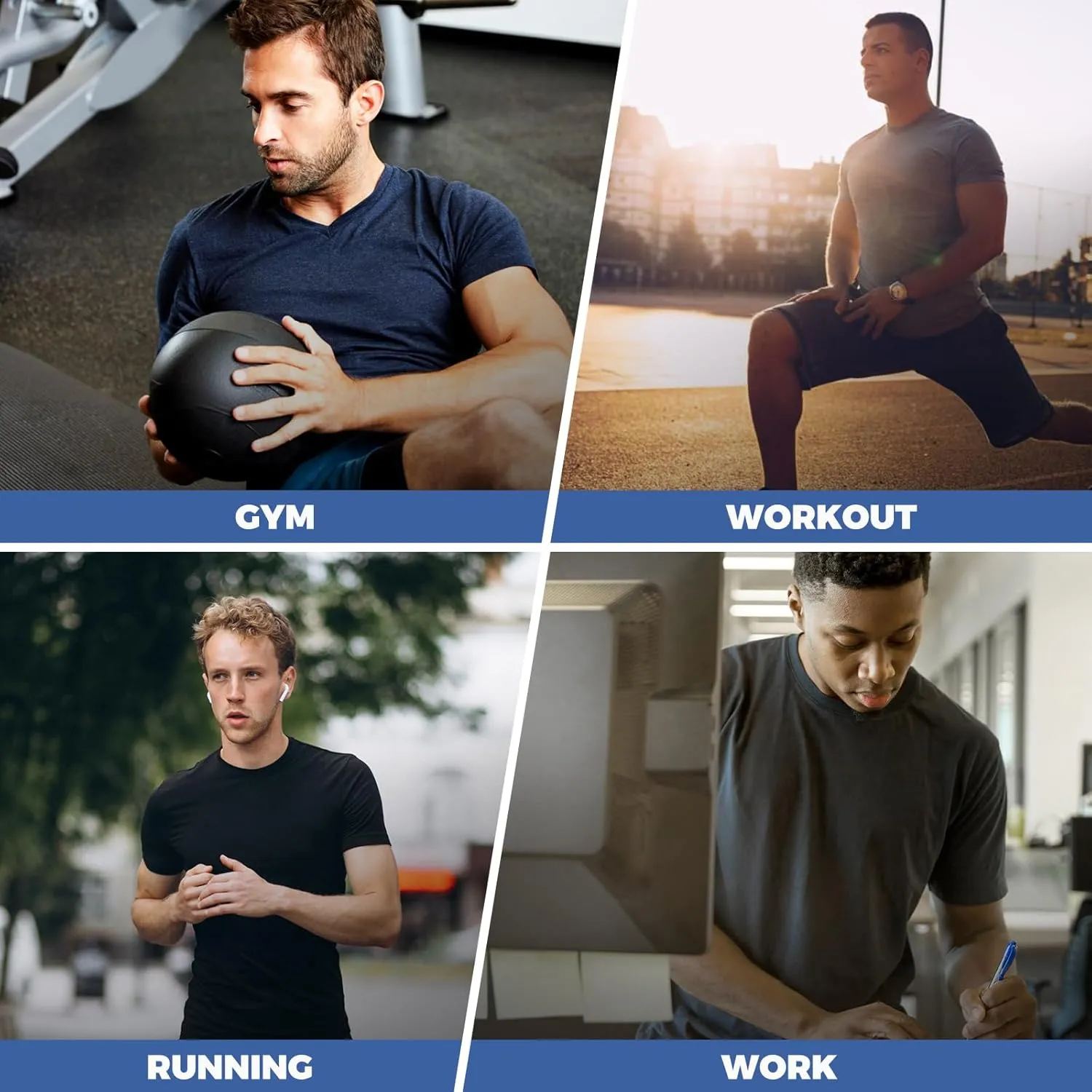 5 Pack Workout Mens T Shirts - Black Gym Quick Dry Short Sleeve Moisture Wicking Tee Tops for Athletic Work Casual Running
