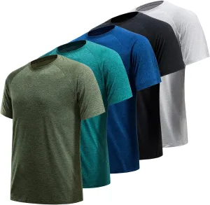 7/5/3 Workout Shirts for Men Pack Quick Dry Moisture Wicking Mens Gym Athletic Exercise Running Short Sleeve Tee Tops