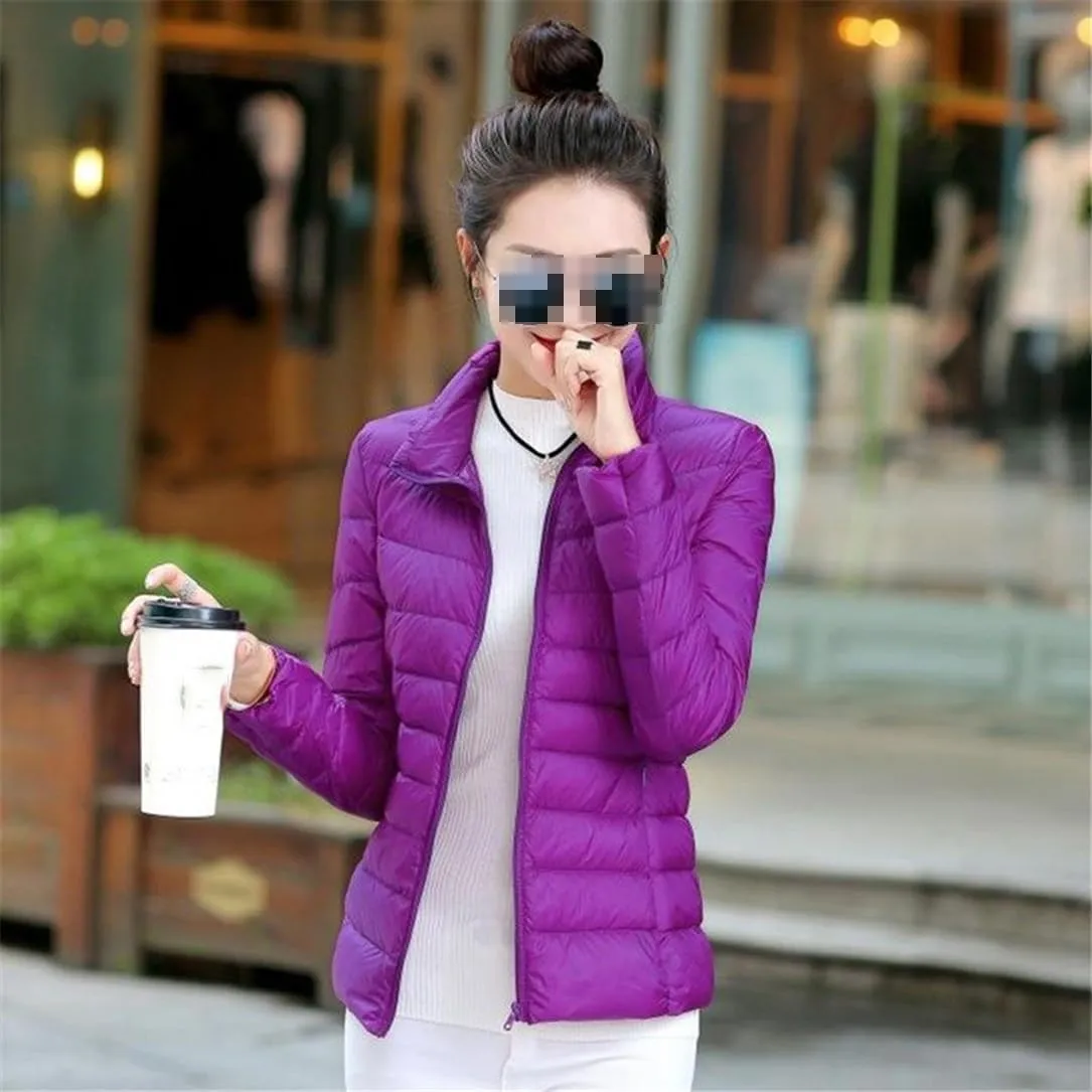 Adhdyuud Women Down Cropped Jackets Winter Warm Cotton Padded Parkas Hooded Collar Short Slim Coats