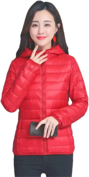 Adhdyuud Women Down Cropped Jackets Winter Warm Cotton Padded Parkas Hooded Collar Short Slim Coats