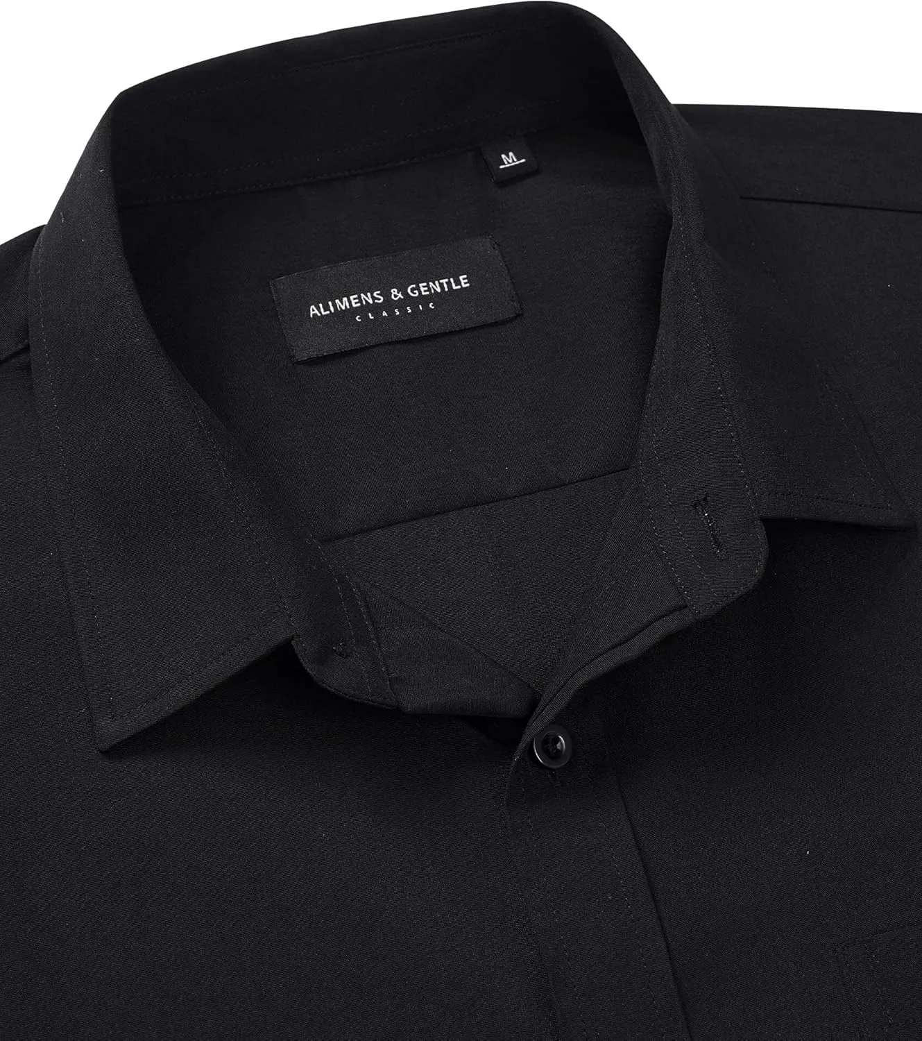Alimens & Gentle Mens Short Sleeve Dress Shirt Wrinkle Free Solid Casual Button Down Shirts for Summer Business Wedding