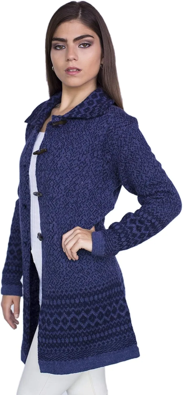 Alpaca Wool Cardigan | Warm & Soft Fair Isle Sweater for Women | Alpaka