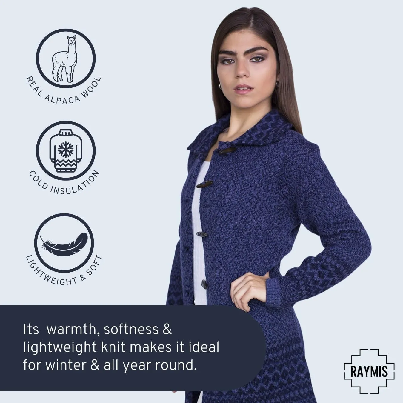Alpaca Wool Cardigan | Warm & Soft Fair Isle Sweater for Women | Alpaka