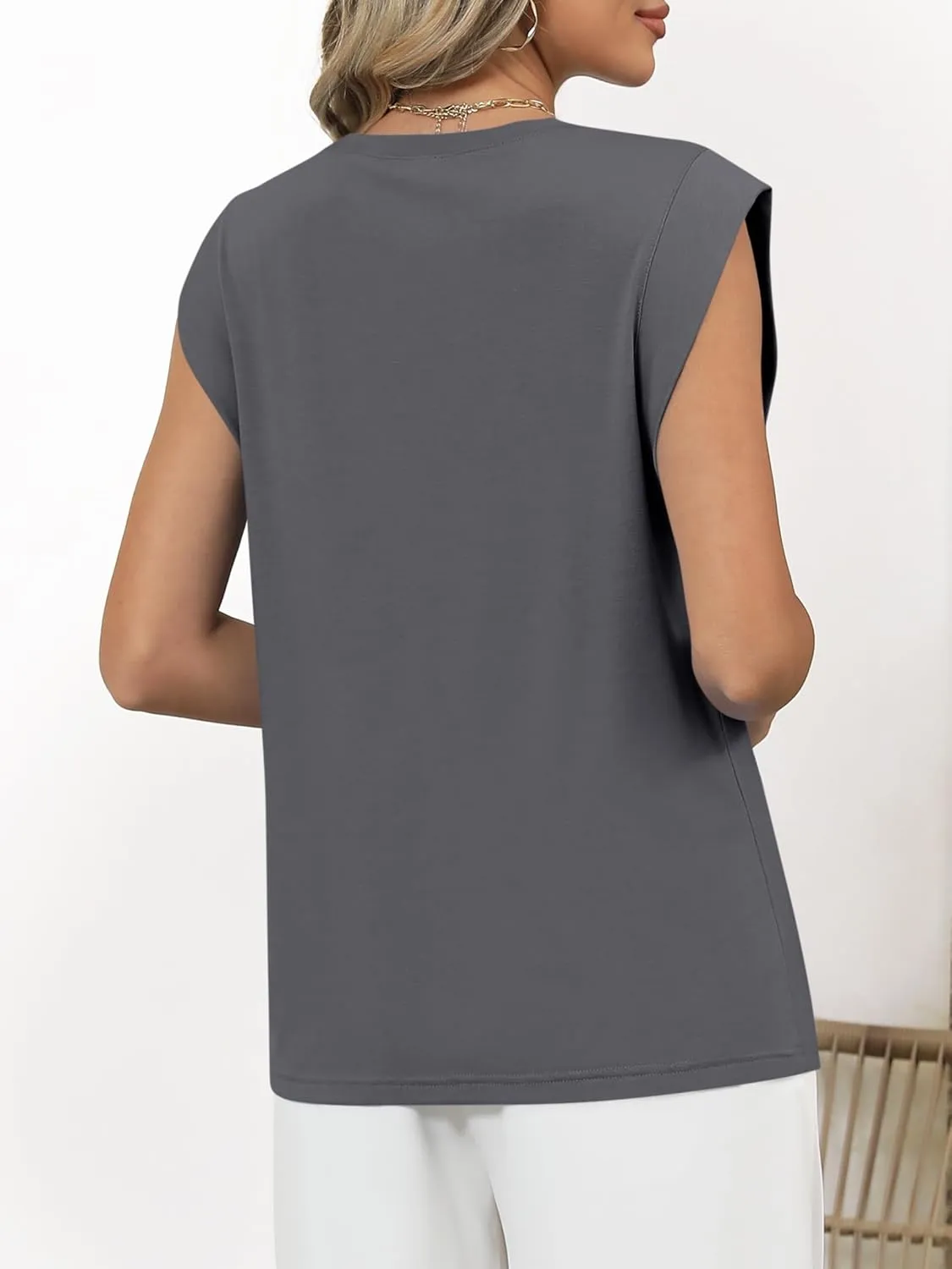 ANRABESS Tank Top for Women Summer Dressy Casual Loose Fit Pleated Shirts Cap Sleeve Tshirts 2025 Trendy Outfits Clothes