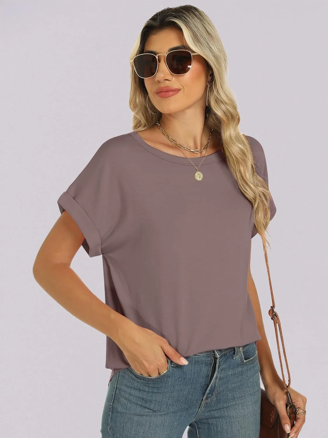 ANRABESS Womens Oversized Tops Summer Short Sleeve T Shirts Basic Solid Boxy Tee Casual Workout Going Out Outfits 2025 Spring