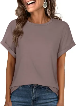 ANRABESS Womens Oversized Tops Summer Short Sleeve T Shirts Basic Solid Boxy Tee Casual Workout Going Out Outfits 2025 Spring