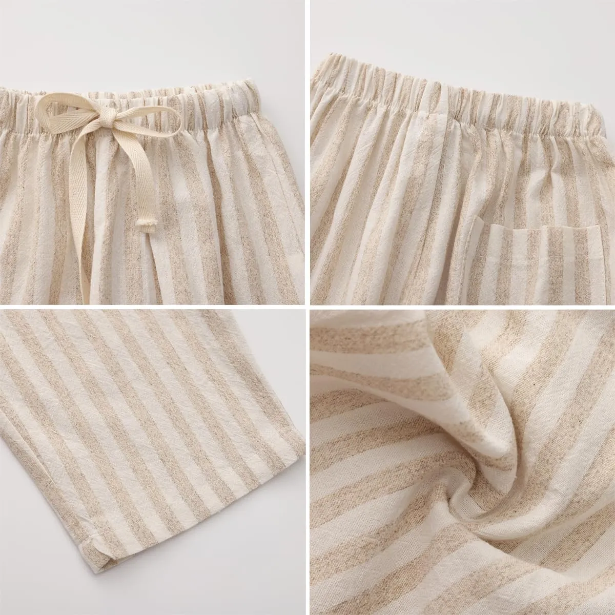 Ashmyova Classic Casual Pants for Boys Thin Cotton Stripe Elastics Waist Spring Summer Trousers Toddler Long Pants 2Pcs