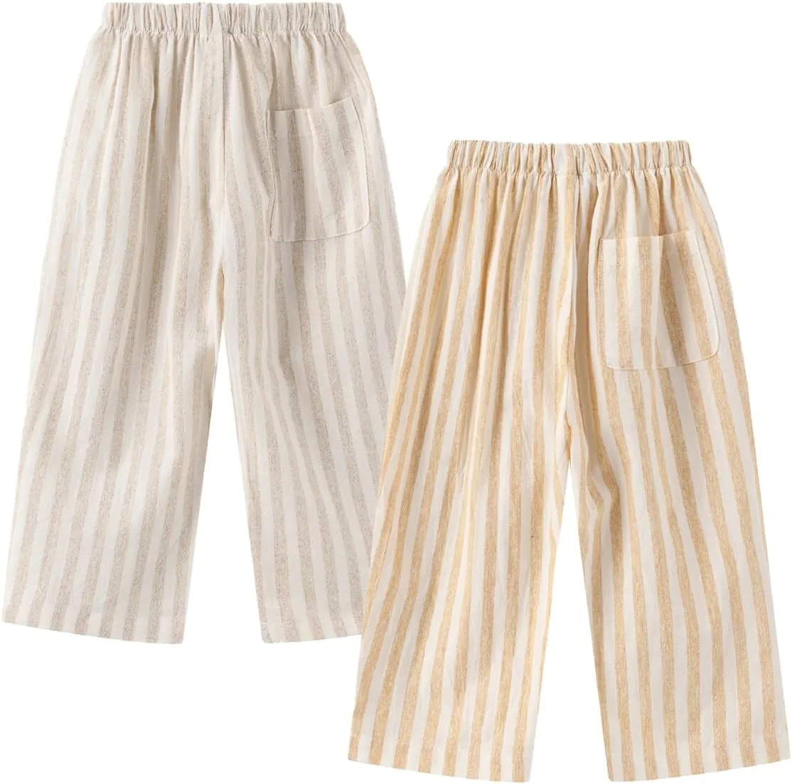 Ashmyova Classic Casual Pants for Boys Thin Cotton Stripe Elastics Waist Spring Summer Trousers Toddler Long Pants 2Pcs