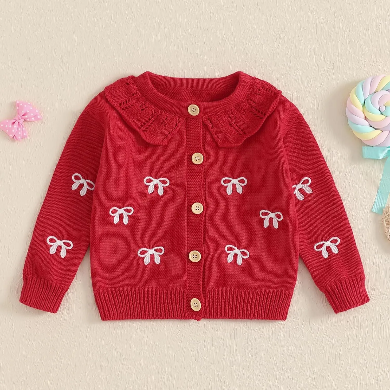 Baby Girl Boy Button Down Hooded Cardigan Winter Warm Sweater Long Sleeve Jumpers Coats Knitted Hoodies Clothes