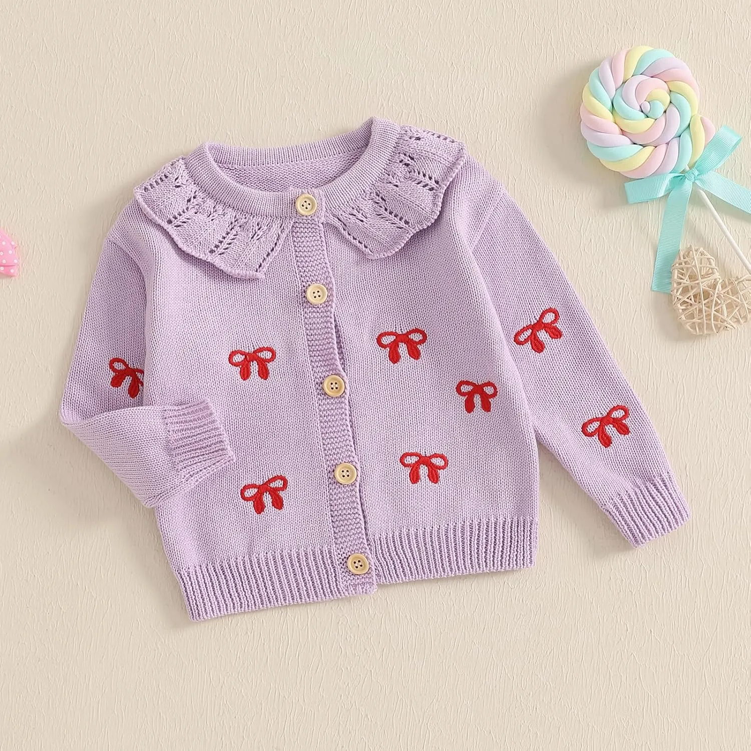 Baby Girl Boy Button Down Hooded Cardigan Winter Warm Sweater Long Sleeve Jumpers Coats Knitted Hoodies Clothes