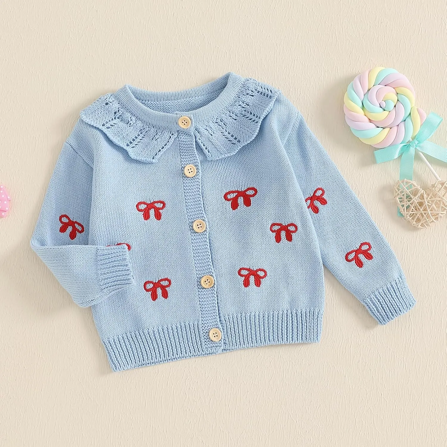 Baby Girl Boy Button Down Hooded Cardigan Winter Warm Sweater Long Sleeve Jumpers Coats Knitted Hoodies Clothes