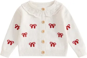 Baby Girl Boy Button Down Hooded Cardigan Winter Warm Sweater Long Sleeve Jumpers Coats Knitted Hoodies Clothes
