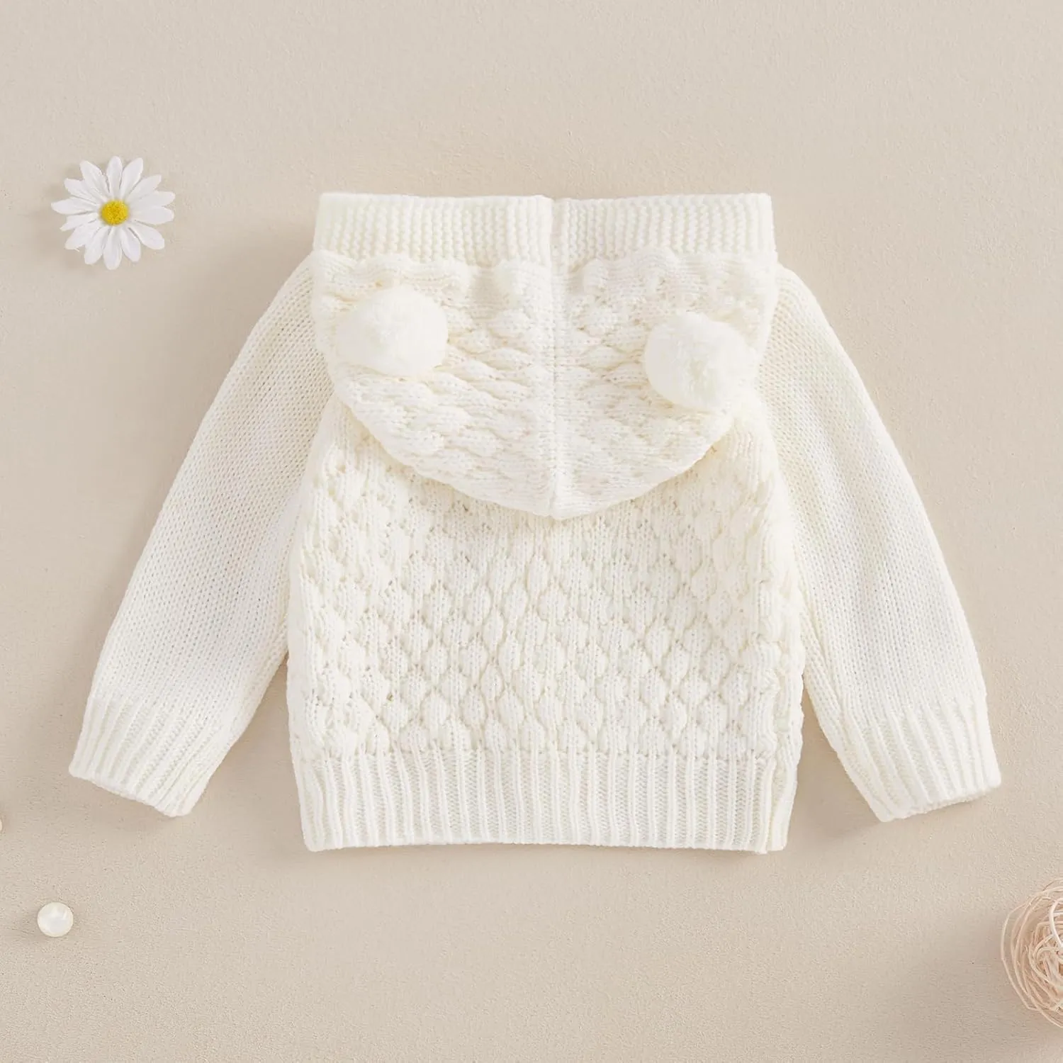Baby Girl Boy Button Down Hooded Cardigan Winter Warm Sweater Long Sleeve Jumpers Coats Knitted Hoodies Clothes