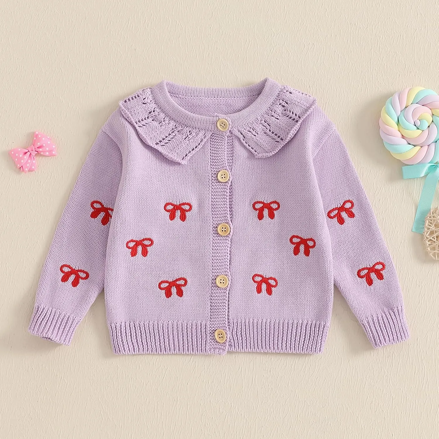 Baby Girl Boy Button Down Hooded Cardigan Winter Warm Sweater Long Sleeve Jumpers Coats Knitted Hoodies Clothes