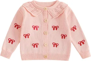 Baby Girl Boy Button Down Hooded Cardigan Winter Warm Sweater Long Sleeve Jumpers Coats Knitted Hoodies Clothes