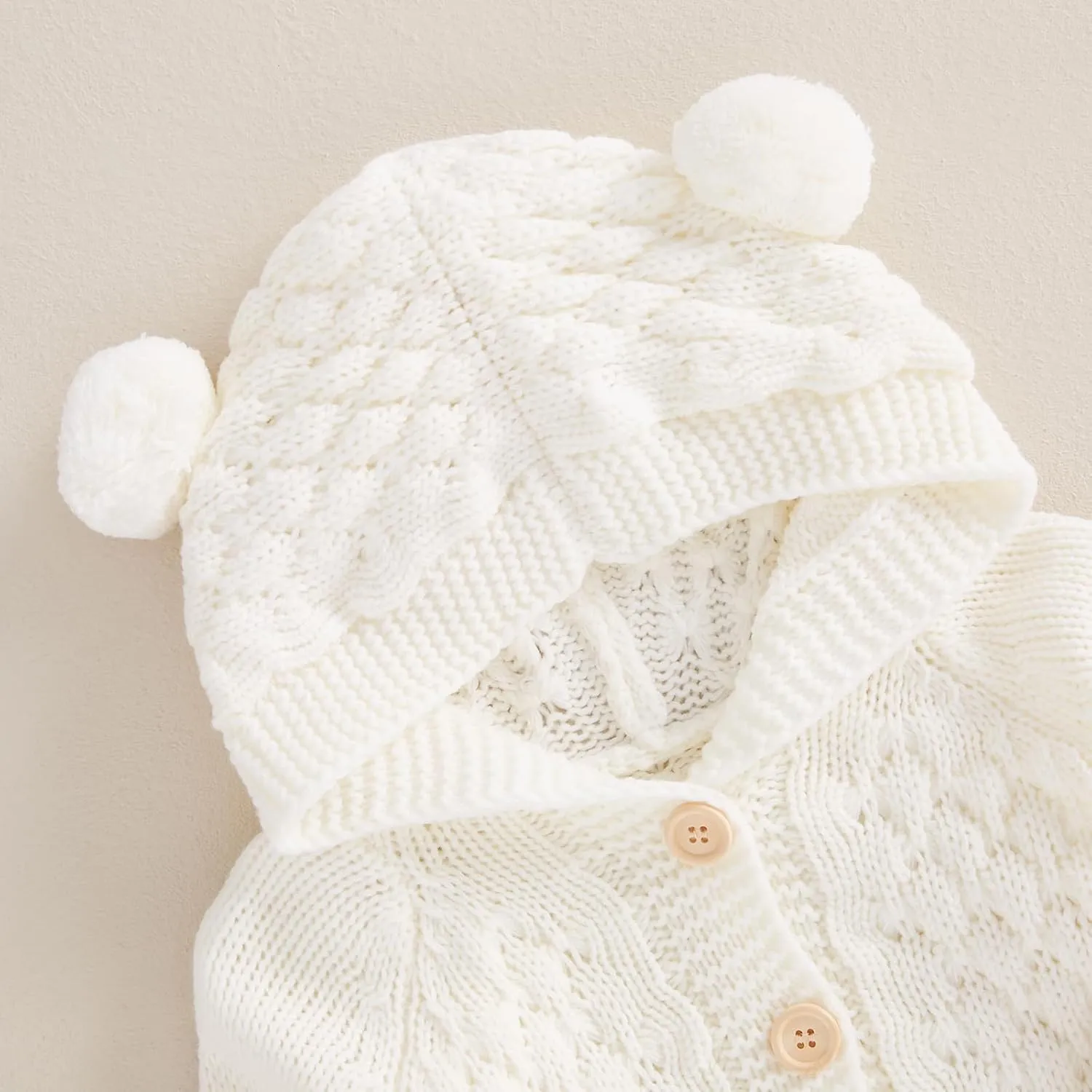 Baby Girl Boy Button Down Hooded Cardigan Winter Warm Sweater Long Sleeve Jumpers Coats Knitted Hoodies Clothes