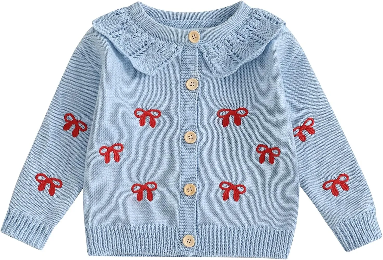 Baby Girl Boy Button Down Hooded Cardigan Winter Warm Sweater Long Sleeve Jumpers Coats Knitted Hoodies Clothes