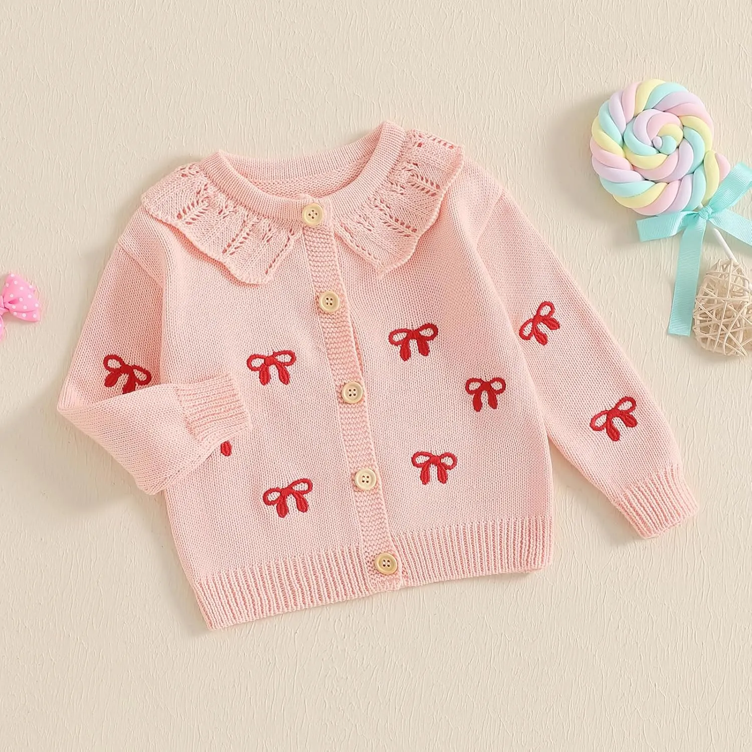Baby Girl Boy Button Down Hooded Cardigan Winter Warm Sweater Long Sleeve Jumpers Coats Knitted Hoodies Clothes