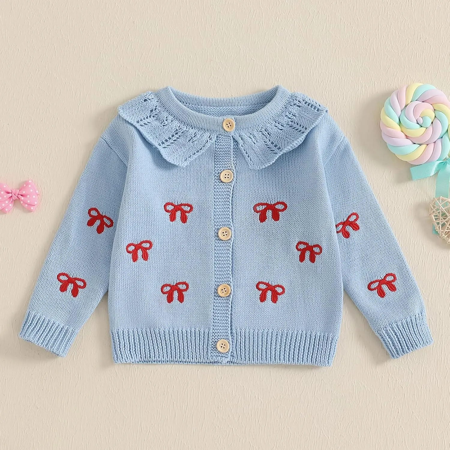 Baby Girl Boy Button Down Hooded Cardigan Winter Warm Sweater Long Sleeve Jumpers Coats Knitted Hoodies Clothes