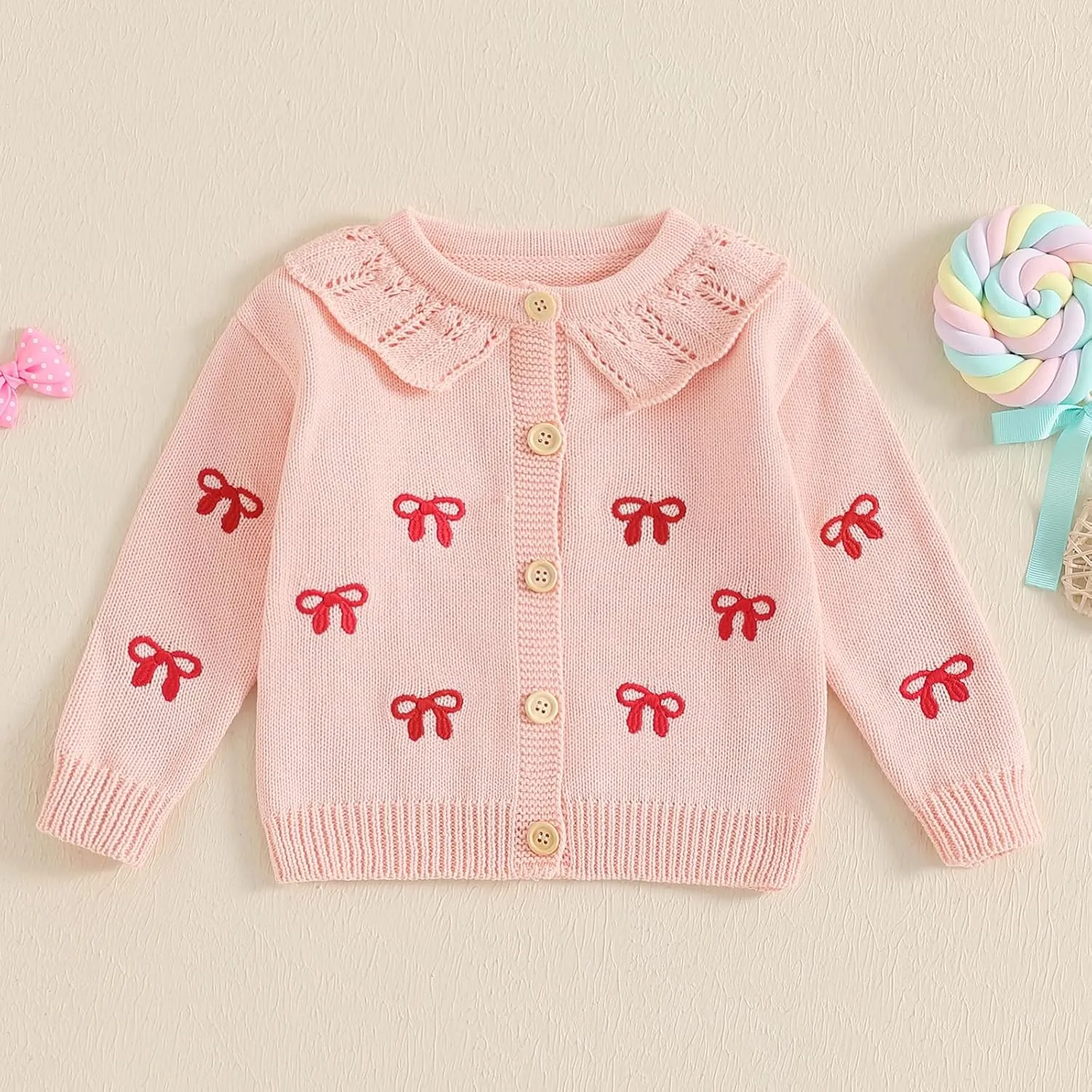 Baby Girl Boy Button Down Hooded Cardigan Winter Warm Sweater Long Sleeve Jumpers Coats Knitted Hoodies Clothes