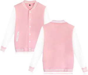 babyhealthy Women's Men's Varsity Baseball Jacket Casual Letterman Bomber Jacket Windbreaker Lightweight Jacket Coat