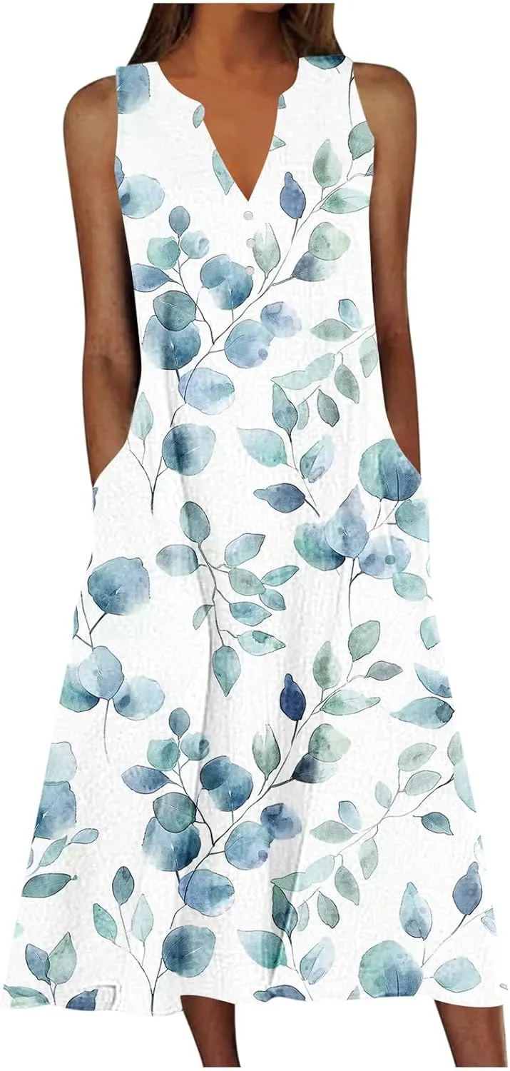Beach Sundresses for Women 2025 Vacation Loose Flowy Midi Sun Dress Casual Plus Size Summer Boho Long Dresses Trendy