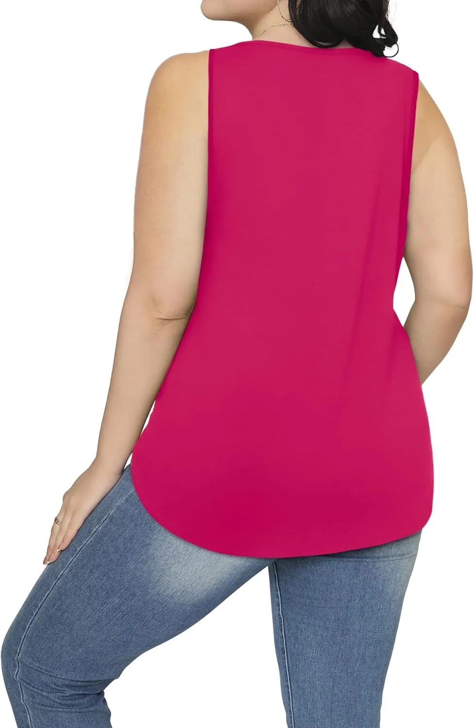 Besshopie Womens Summer Tank Tops Pleated Round Neck Sleeveless Tops for Women Casual Flowy