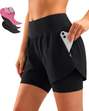 Bikewa Women's Mountain Bike Shorts 4D Padded Cycling Riding Biking Bicycle Biker Cycle Shorts for Women Zipper Pockets