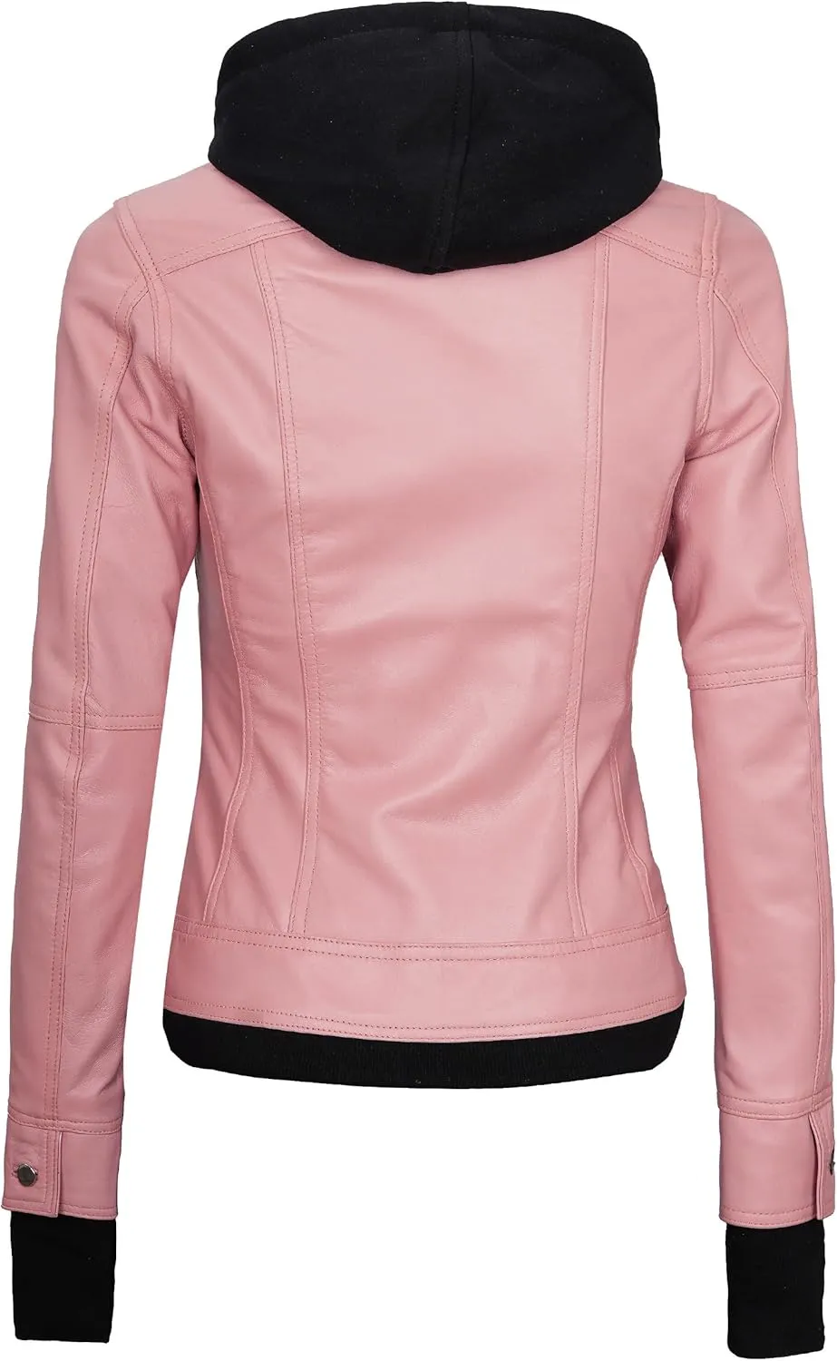 Blingsoul Disc Leather Bomber Jacket Women - Real Lambskin Womens Leather Jackets with Removable Hood