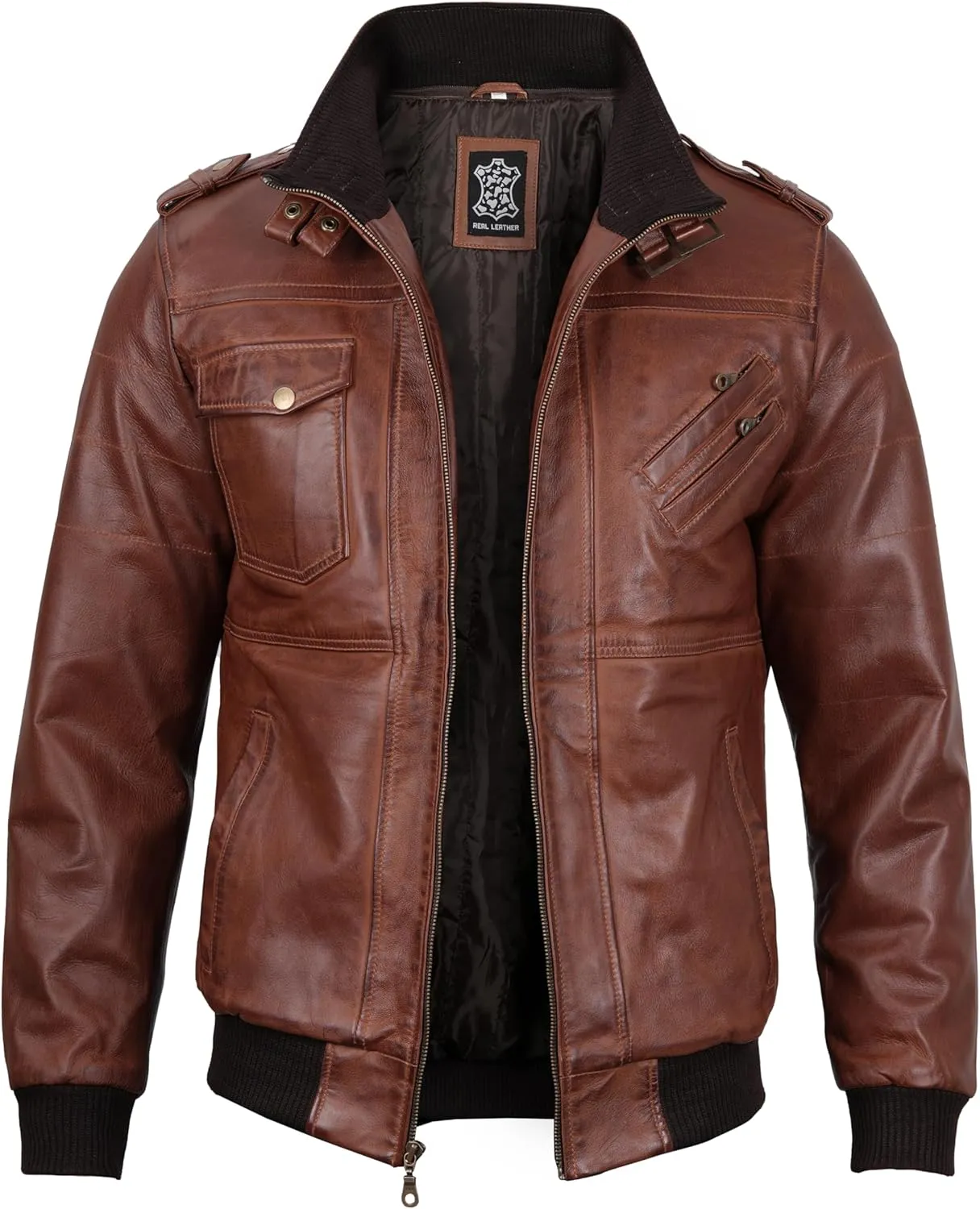 Blingsoul Leather Bomber Jackets For Men - Real Lambskin Mens Leather Jacket With Hood