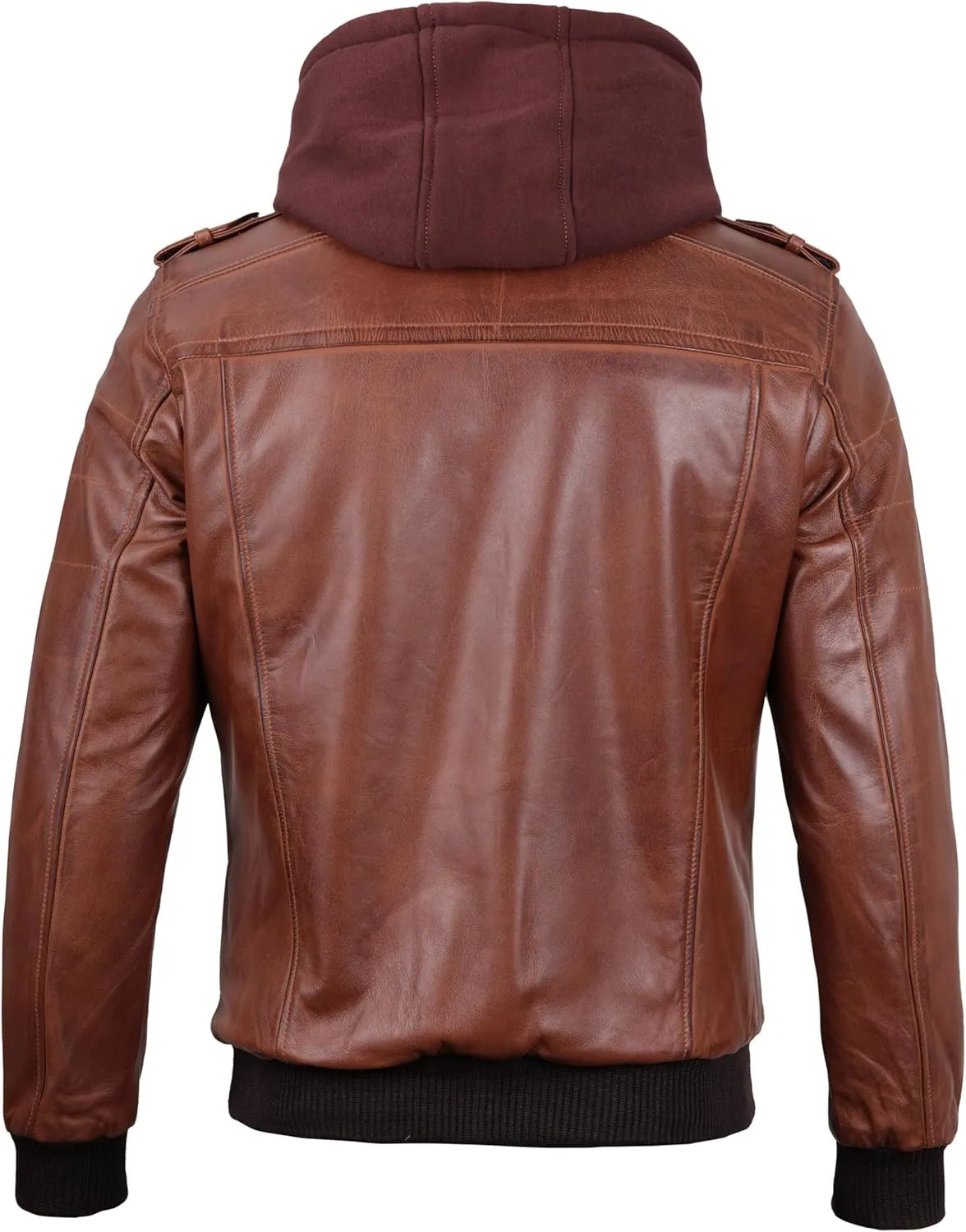 Blingsoul Leather Bomber Jackets For Men - Real Lambskin Mens Leather Jacket With Hood
