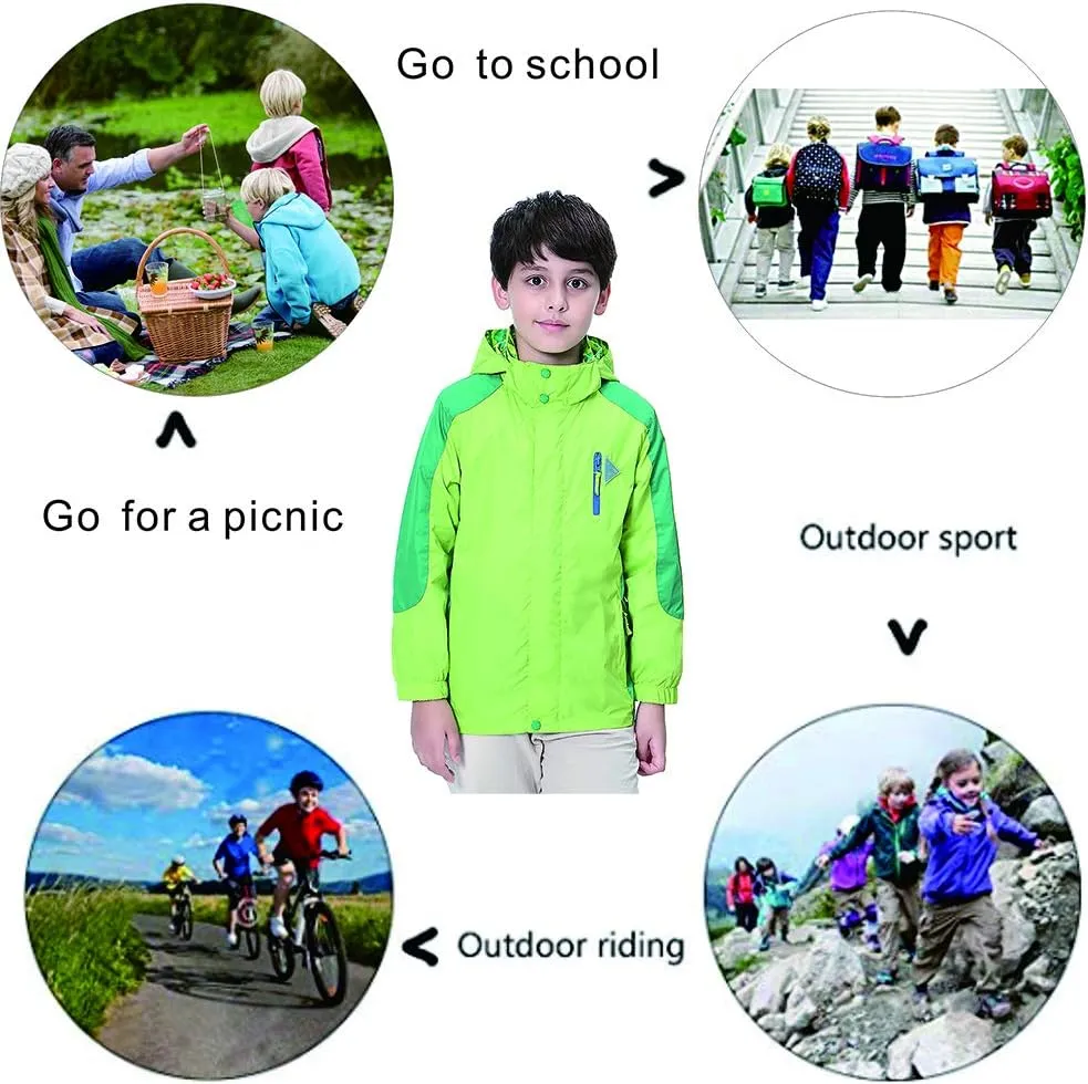 Boys Rain Jacket Waterproof Hooded Jacket Lightweight Rain Coats For Kids Outdoor Windbreakers Coat