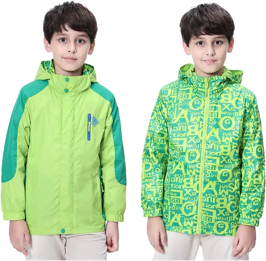 Boys Rain Jacket Waterproof Hooded Jacket Lightweight Rain Coats For Kids Outdoor Windbreakers Coat