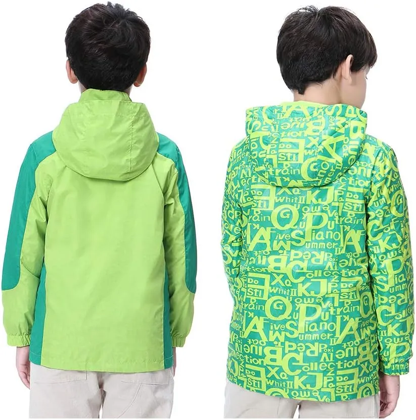 Boys Rain Jacket Waterproof Hooded Jacket Lightweight Rain Coats For Kids Outdoor Windbreakers Coat