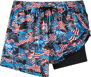 Boys Swim Trunks with Compression Liner Boys Stretch Swim Shorts Quick Dry 2 in 1 Beach Shorts 4-17 Y