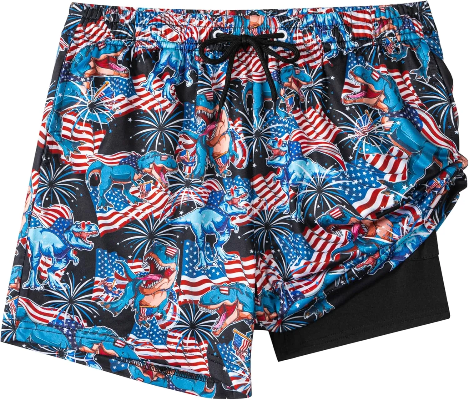 Boys Swim Trunks with Compression Liner Boys Stretch Swim Shorts Quick Dry 2 in 1 Beach Shorts 4-17 Y