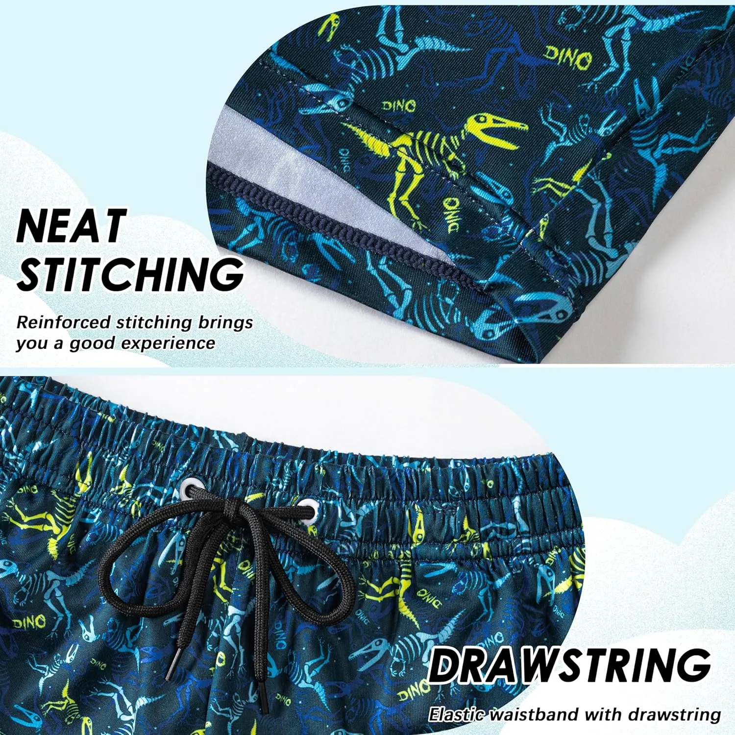 Boys Swim Trunks with Compression Liner Boys Stretch Swim Shorts Quick Dry 2 in 1 Beach Shorts 4-17 Y