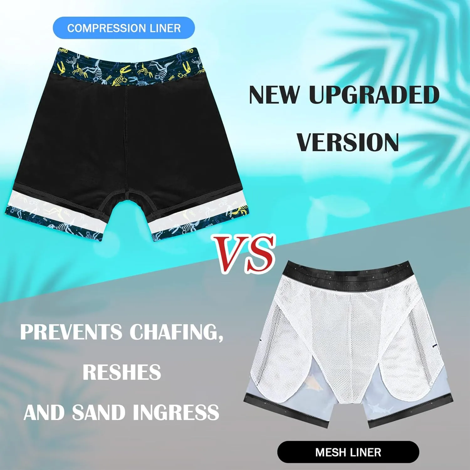 Boys Swim Trunks with Compression Liner Boys Stretch Swim Shorts Quick Dry 2 in 1 Beach Shorts 4-17 Y