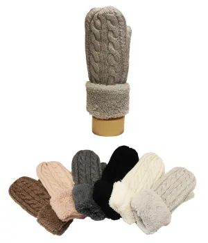 Cable Knit Sherpa Mittens-GF1822