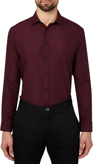 Calabrum Mens Long Sleeve Wrinkle Free Performance Dress Shirt