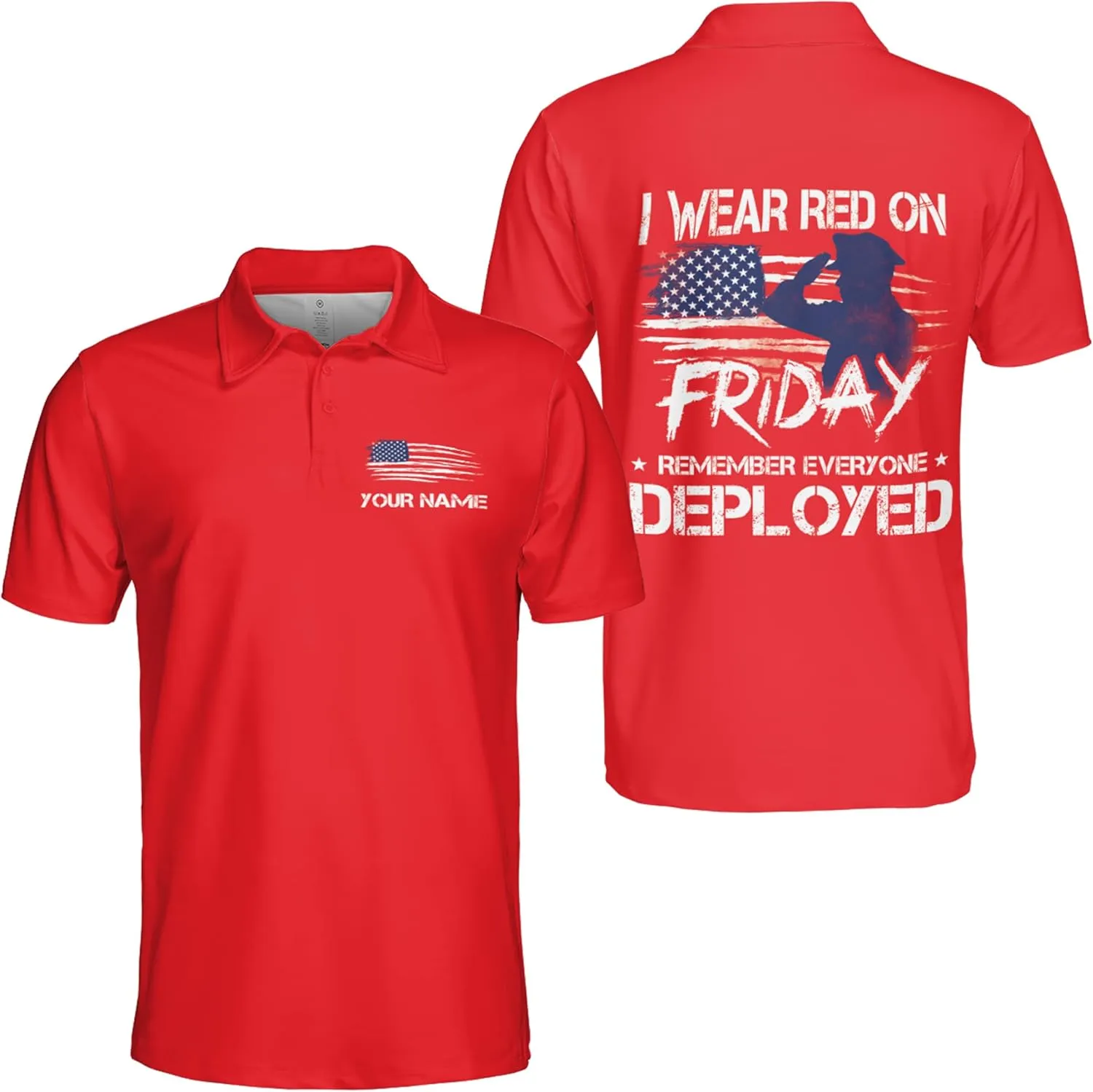 Camelliaa Shop Personalized On Friday We Wear Red Remember Everyone Deployed Polo Shirt S-5XL