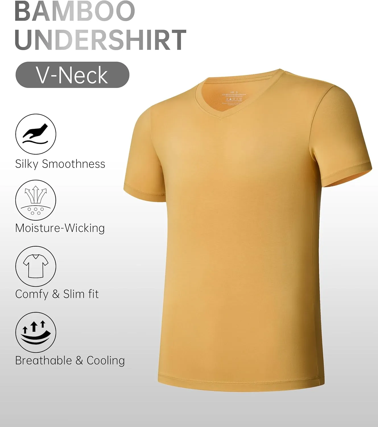 CF Men's Undershirts Bamboo Rayon Shirts for Men Moisture Wicking T-Shirt Classic V Neck Cooling Tee Shirts 3/5 Pack