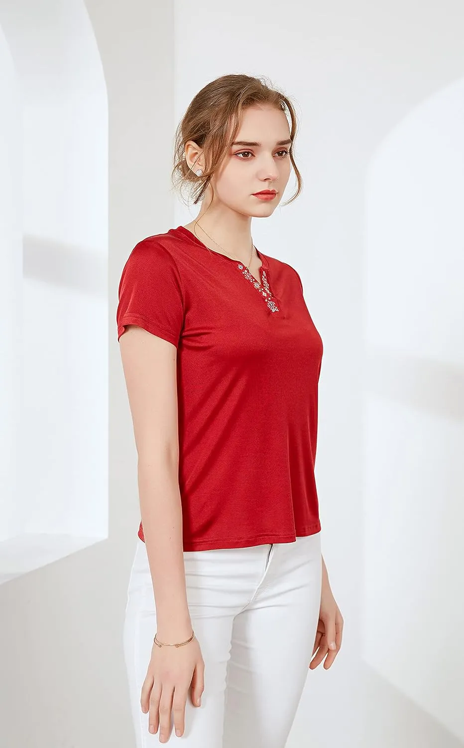CLC Women's Mulberry Silk T-Shirt Short Sleeve Tank