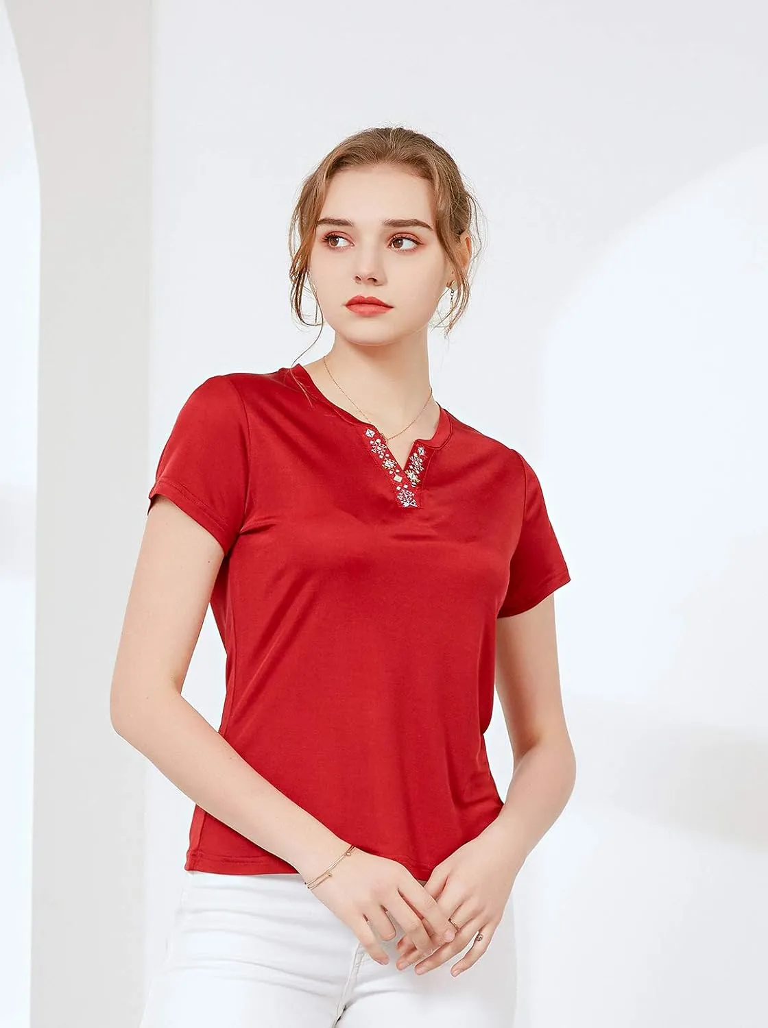 CLC Women's Mulberry Silk T-Shirt Short Sleeve Tank
